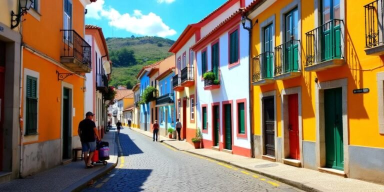 Traditional Portuguese village street scene